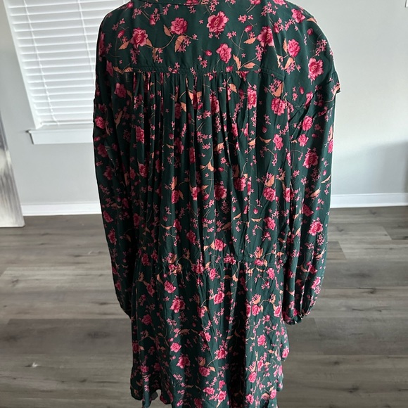NWT Free People Emerald Flower Fields Long Sleeve Button Mini Dress - Picture 6 of 12